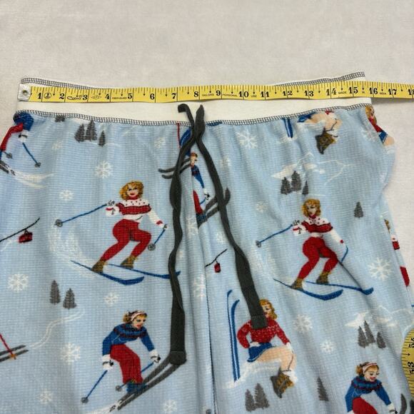 PJ Salvage Retro Ski Girls 2 pc. Vintage Velour Waffle Pajama Set Blue Size L - Picture 11 of 14